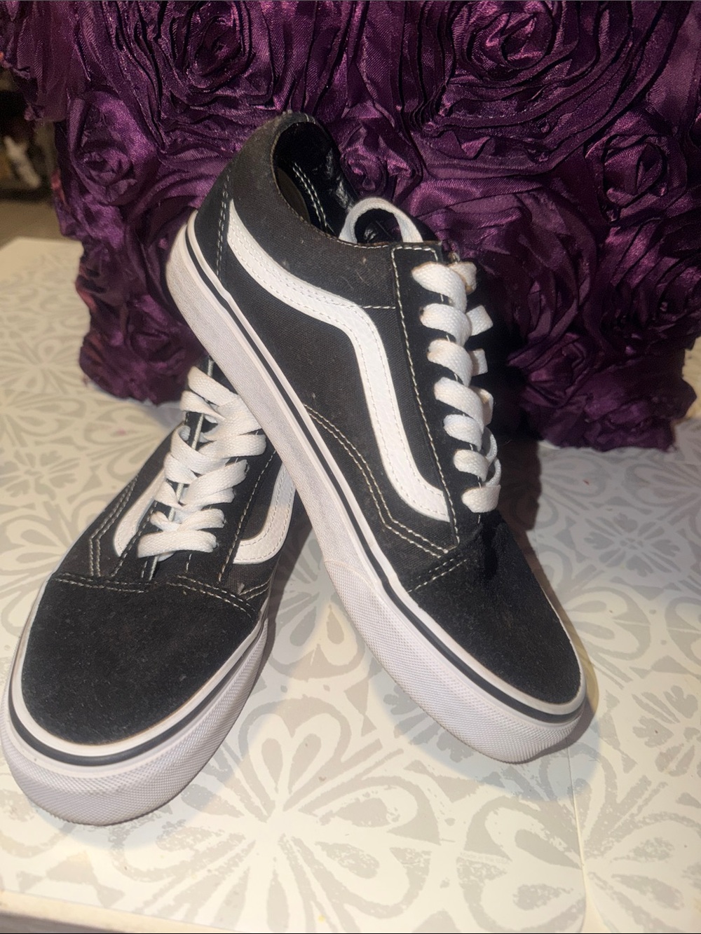 Vans Black and White Old Skool Low Top Sneakers